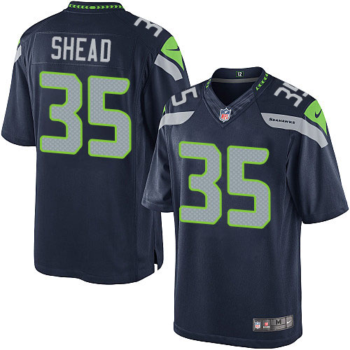 Men's Limited DeShawn Shead Nike Jersey Navy Blue Home - #35 NFL Seattle Seahawks